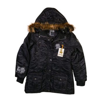   Amstaff Men's Long Winter Parka Jacket with Fur Hood – Black, Heavy Padded