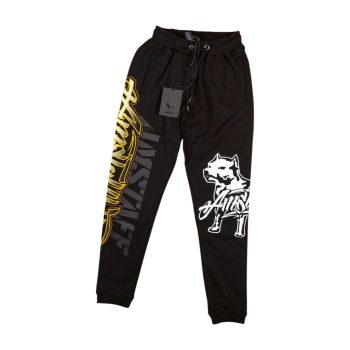   Amstaff Men’s Sweatpants – Black with Graphic and Logo Design