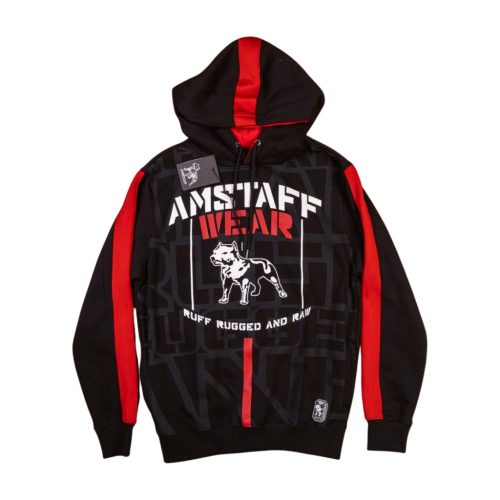 Amstaff Ruff Rugged Raw Black Red Hoodie
