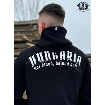  Harcos Hungary “Hungaria” Hoodie with Back Print – Black Men’s Streetwear Sweatshirt