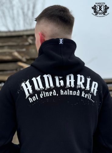 Harcos Hungary “Hungaria” Hoodie with Back Print – Black Men’s Streetwear Sweatshirt