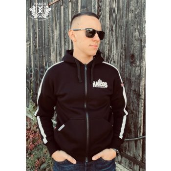   Harcos Hungary Zip Hoodie with Side Stripes – Black Men’s Sport Streetwear Sweatshirt