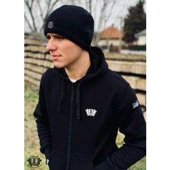   Harcos Hungary Zip Hoodie with Small Logo – Black Men’s Streetwear Sweatshirt