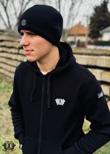 Harcos Hungary Zip Hoodie with Small Logo – Black Men’s Streetwear Sweatshirt