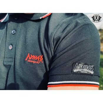   Harcos Men’s Polo Shirt with Runic Script Logo – Dark Grey Hungary Polo