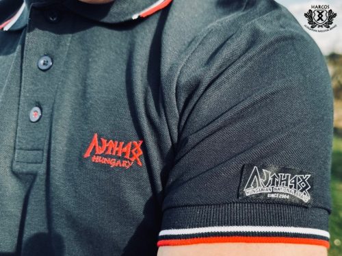 Harcos Men’s Polo Shirt with Runic Script Logo – Dark Grey Hungary Polo