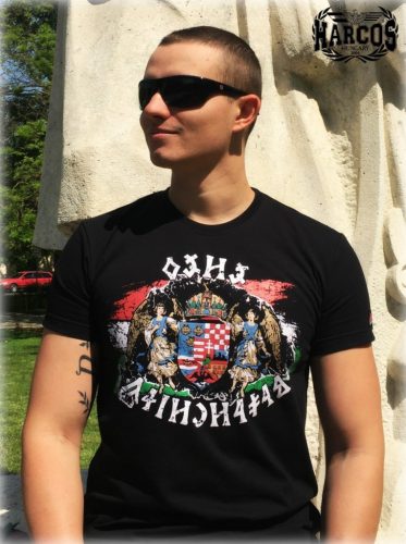 Harcos “Ancient Power” T-Shirt – Black Patriotic Streetwear with Hungarian Crest