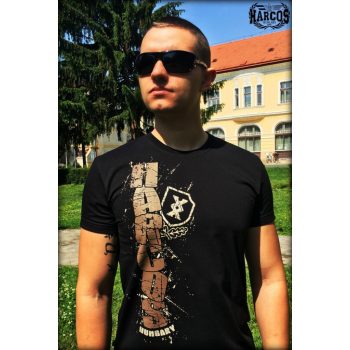   Harcos Hungary T-Shirt – Black Minimalist Streetwear Tee with Crest Design