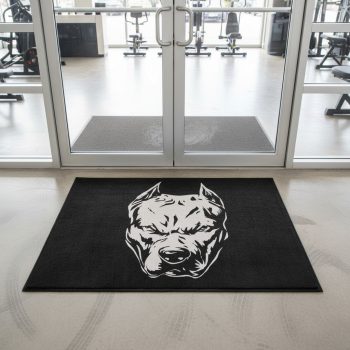   PitBull West Coast Doormat – Black with Pitbull Dog Head Graphic