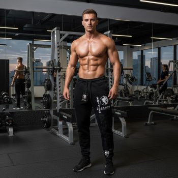   Pitbull Men’s Sweatpants – Black with “Pit Bull” Graphic Design