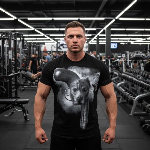 PitBull Men’s T-Shirt – Black Streetwear Gym Tee with Unique Pitbull Graphic