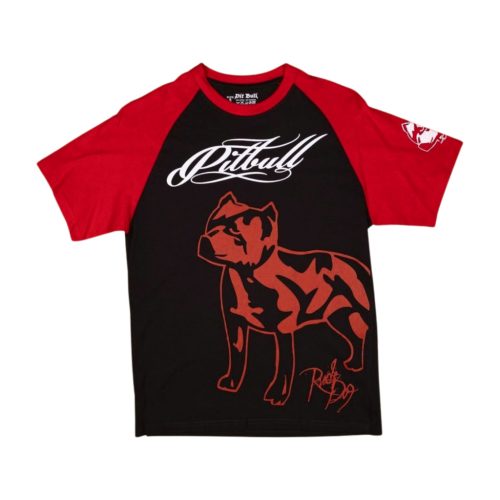 PitBull Rude Dog Men’s Raglan T-Shirt – Black/Red