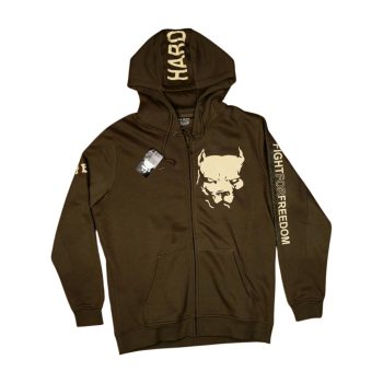   PitBull “Fight For Freedom” Zip Hoodie – Dark Green Men’s Streetwear Sweatshirt