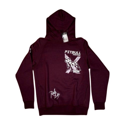 PitBull “Original Quality Red Dog” Hoodie – Burgundy Men’s Streetwear Sweatshirt