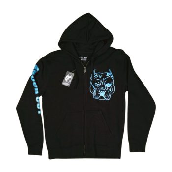   PitBull Zip Hoodie with Blue Logo – Black Men’s Streetwear Sweatshirt