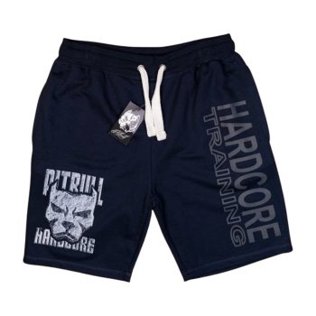   Pitbull Men’s Shorts – Navy with “Hardcore Training” Graphic