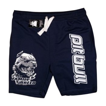   Pitbull Men’s Shorts – Blue with “Family Breed” Graphic