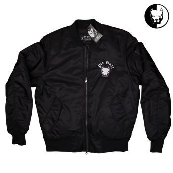   Pit Bull Men's MA-1 Bomber Jacket – Black Zip-Up Streetwear Jacket